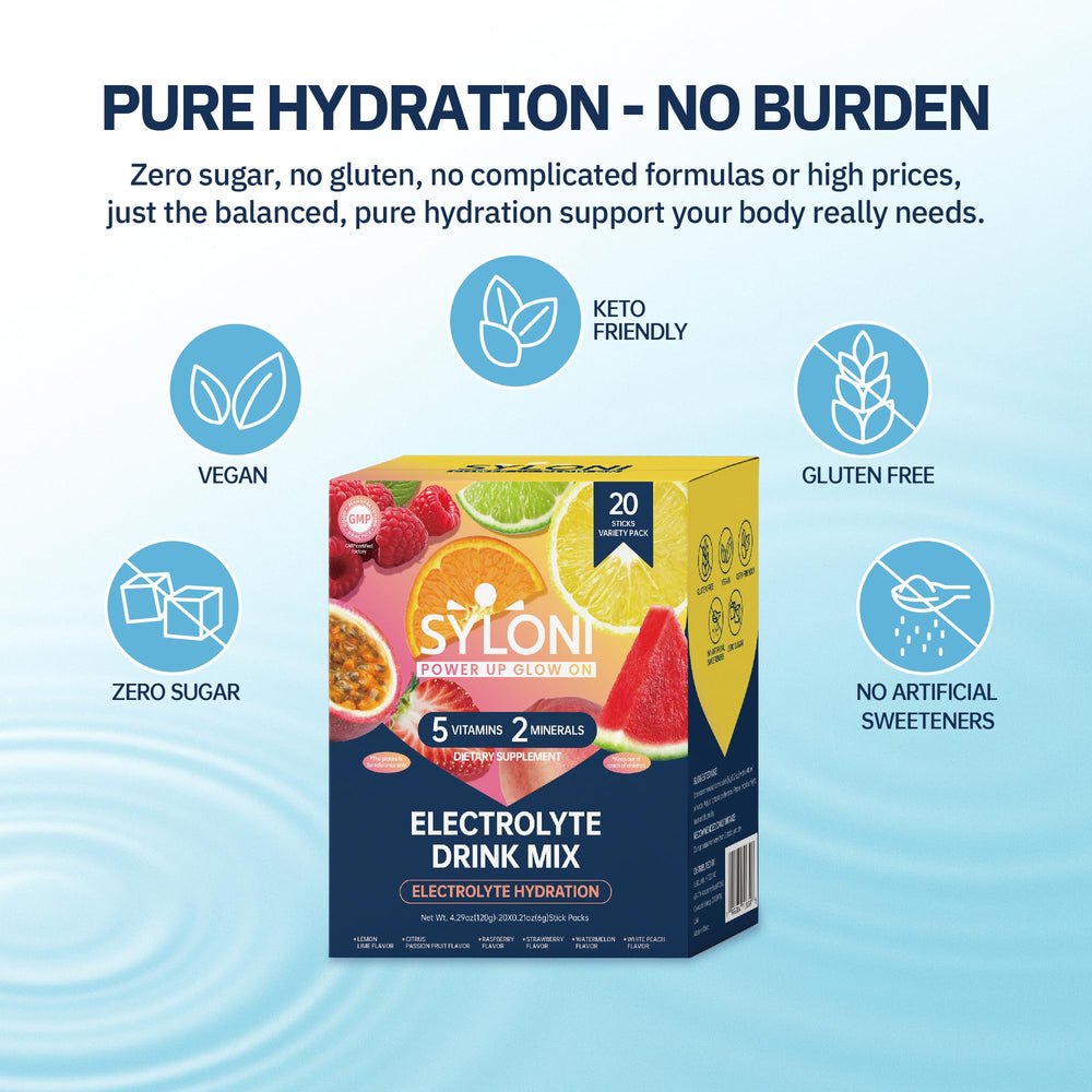 Syloni electrolytes sticks white peach pack combine flavor and electrolyte balance