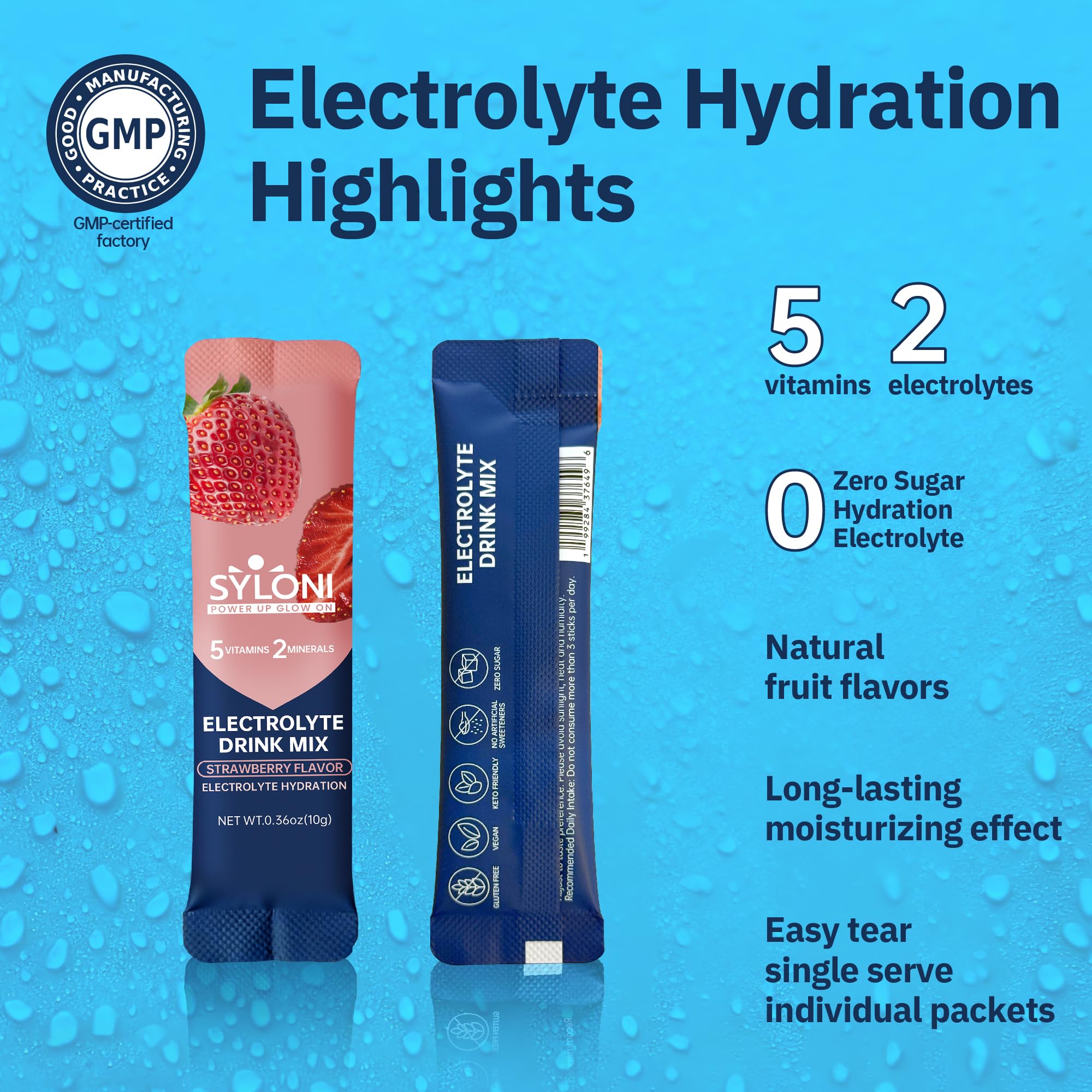 Syloni Electrolytes Strawberry 10 g stick enables quick refreshment.