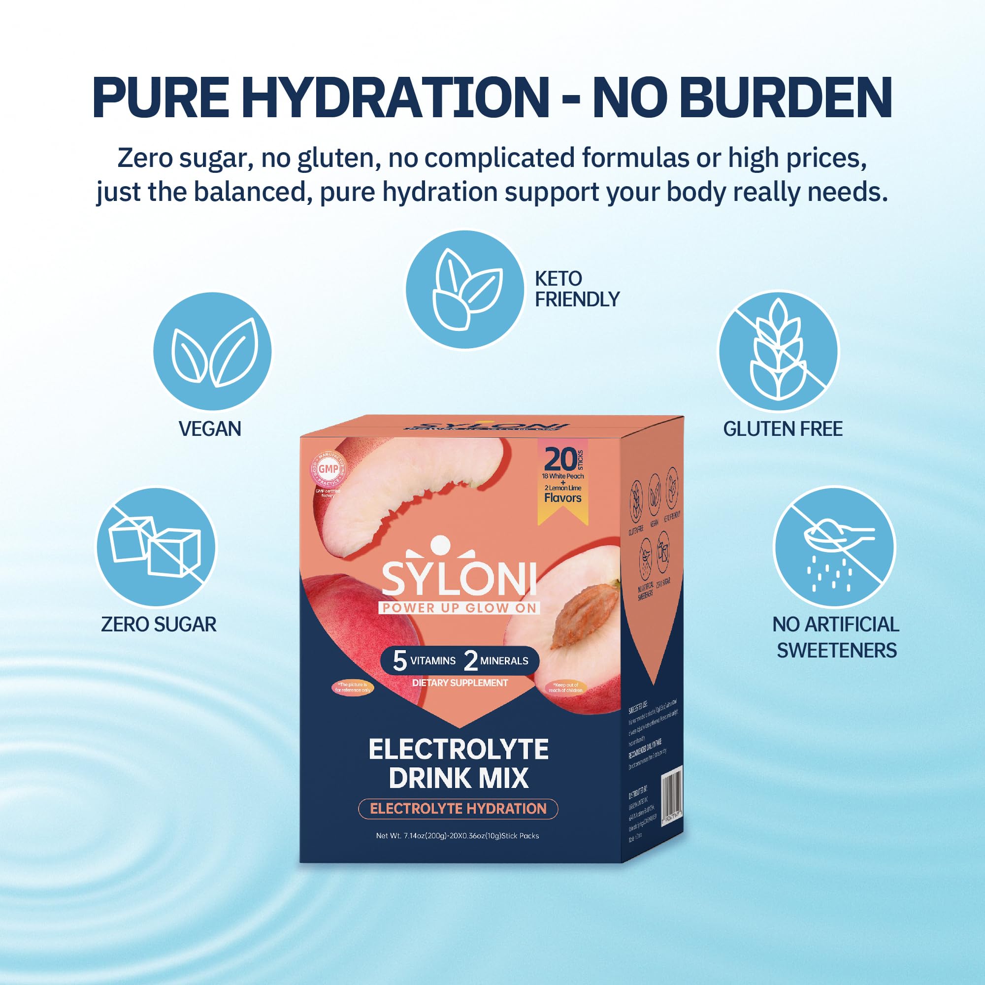 Syloni Electrolytes water glass shows dissolving powder for refreshing hydration