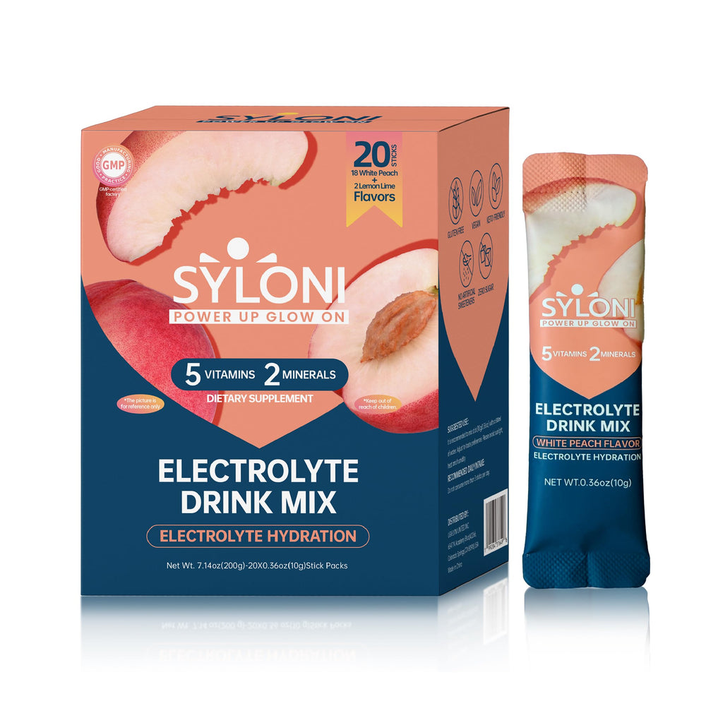 Syloni Electrolytes White Peach stick-pack for convenient on-the-go hydration