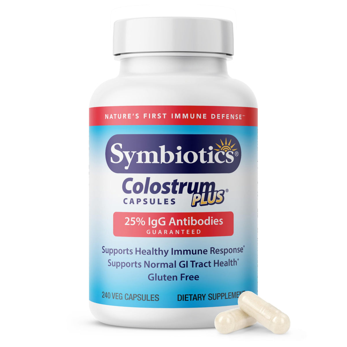 Symbiotics Colostrum bottle with vegetable capsules for daily immune support