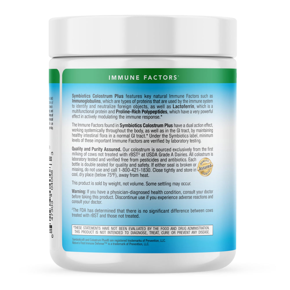 Symbiotics Colostrum Plus antibiotic-free formula for dairy-free lifestyles