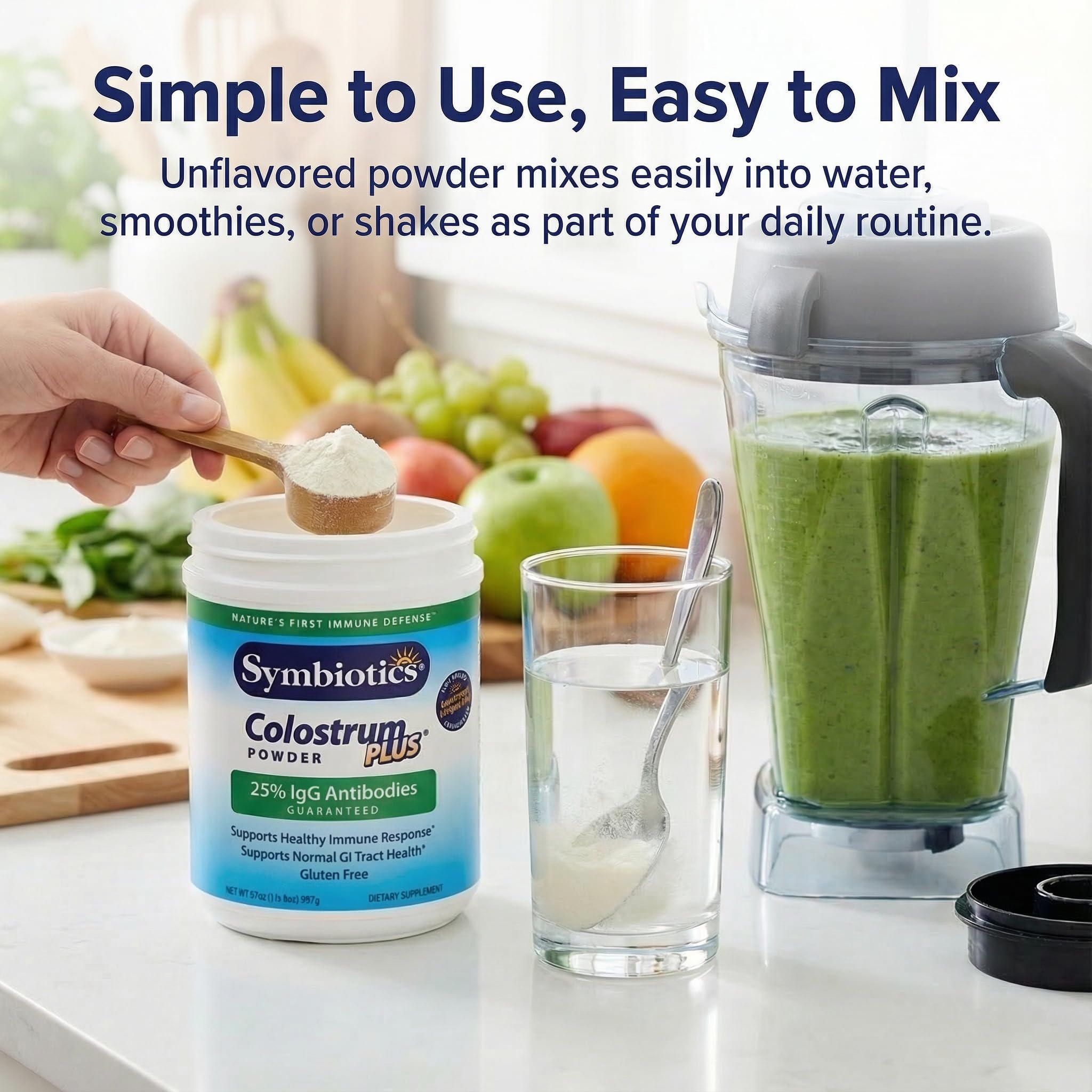Symbiotics Colostrum Plus gut flora focus may support healthy balance.