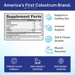 Symbiotics Colostrum Plus made in the USA badge on the label