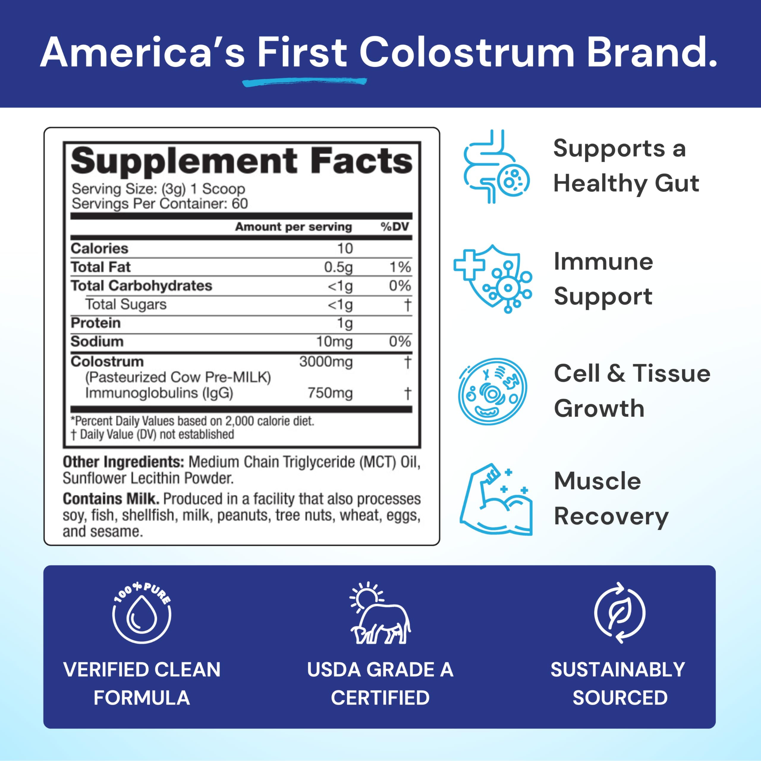 Symbiotics Colostrum Plus Powder pours into glass for easy mixing