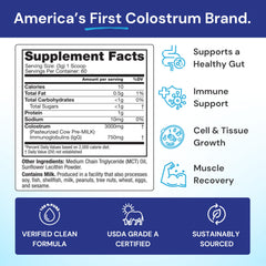 Symbiotics Colostrum Plus Powder pours into glass for easy mixing