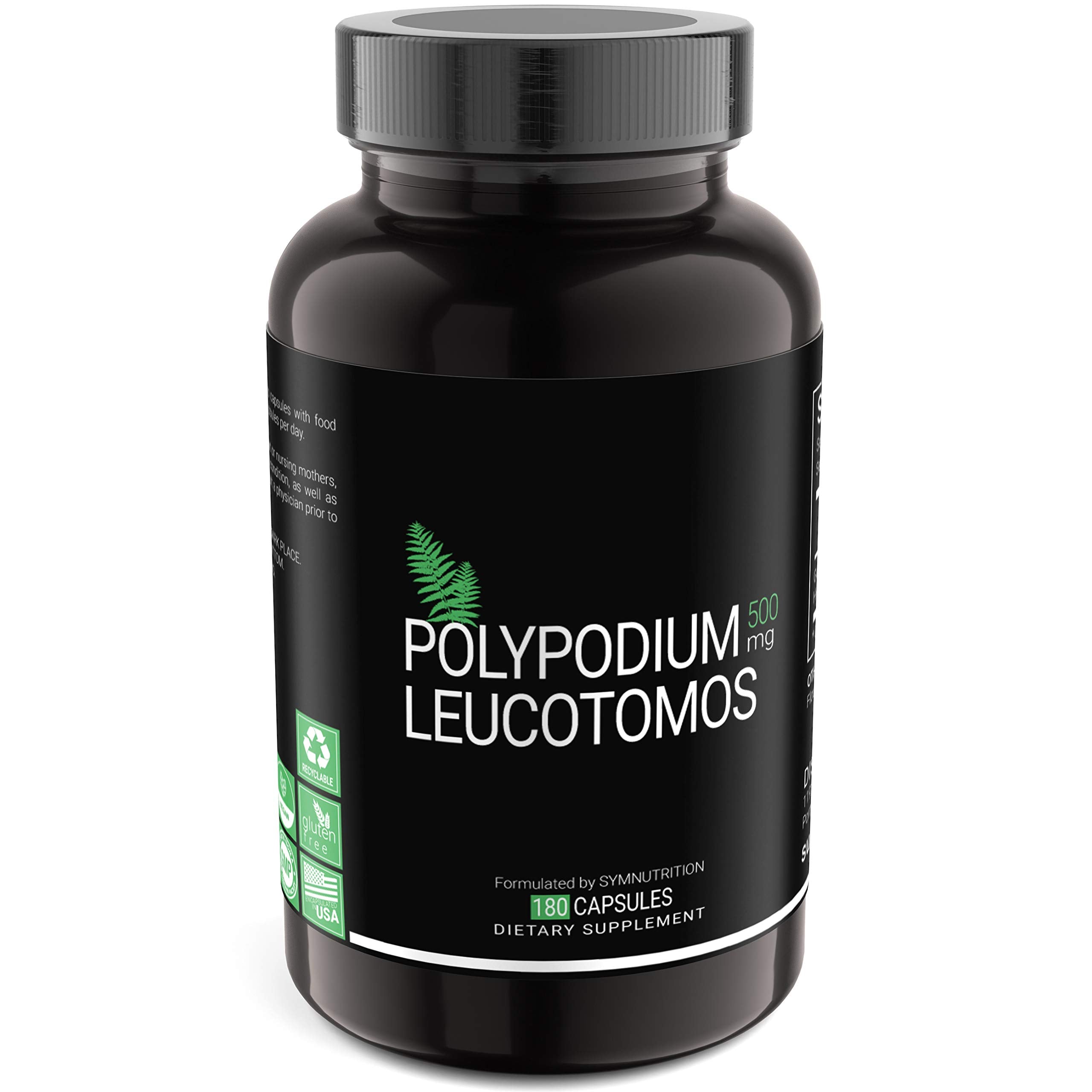 SYMNUTRITION Polypodium Leucotomos bottle with vegan capsules for daily wellness.