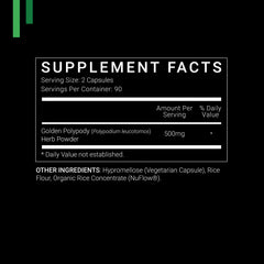 SYMNUTRITION Polypodium Leucotomos capsules close-up highlighting 500mg potency.