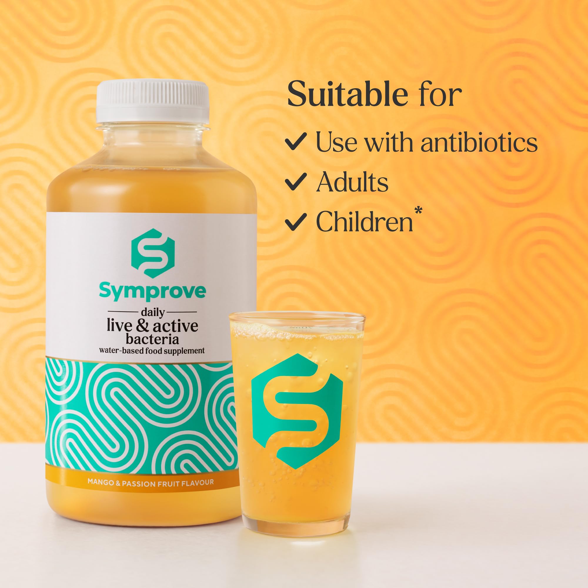 Symprove Mango Passionfruit label closeup with delivery system
