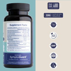 SymptoGuard GLP-1 capsules close-up highlighting easy-to-swallow daily capsules.