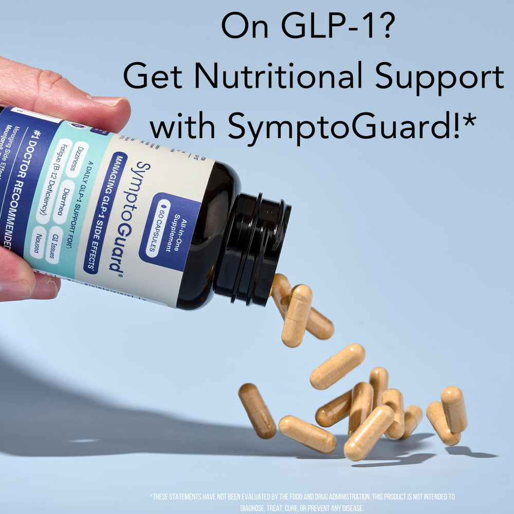 SymptoGuard USA-made CGMP facility badge signals quality manufacturing.