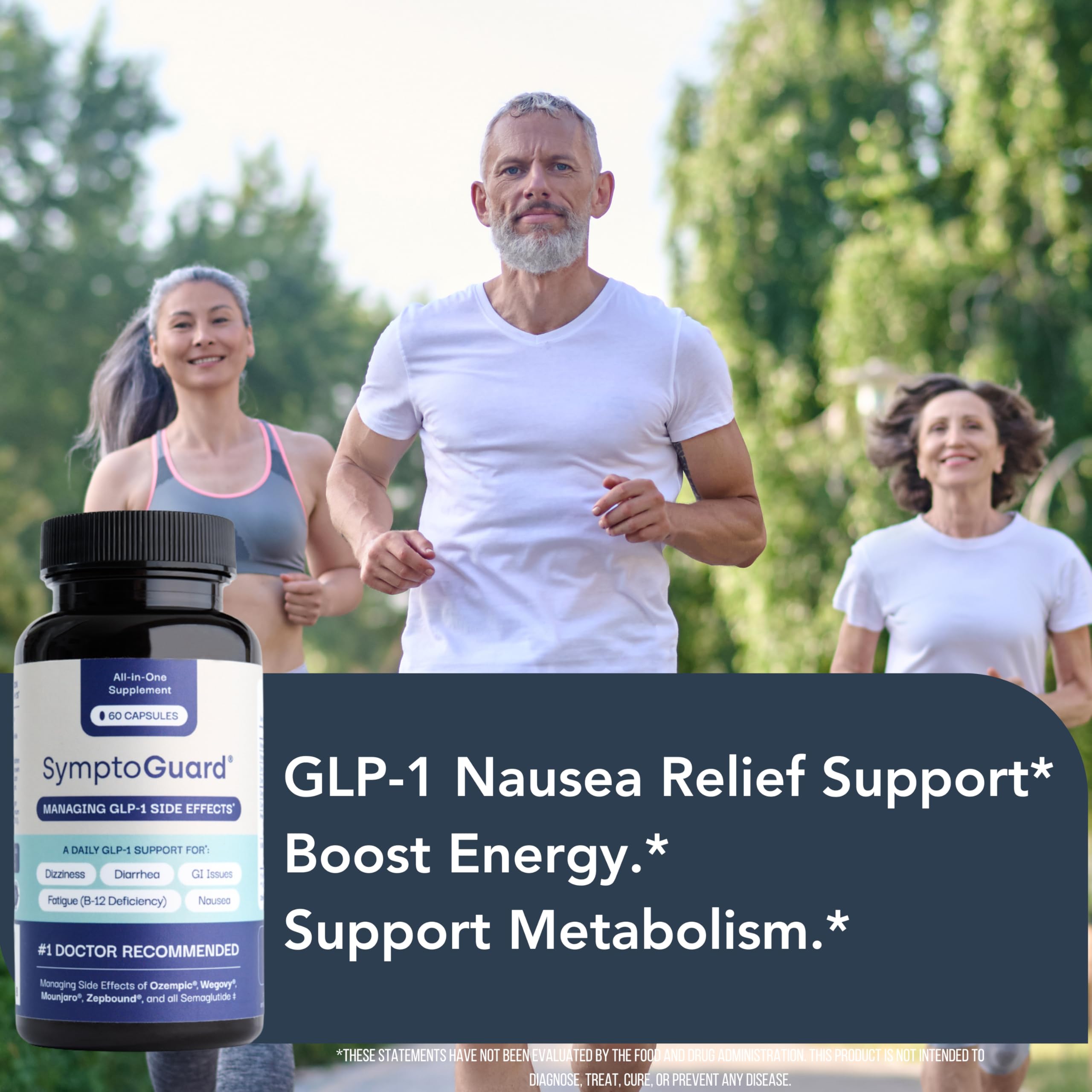 SymptoGuard vitamin blend label features D3, B12, zinc, chromium.
