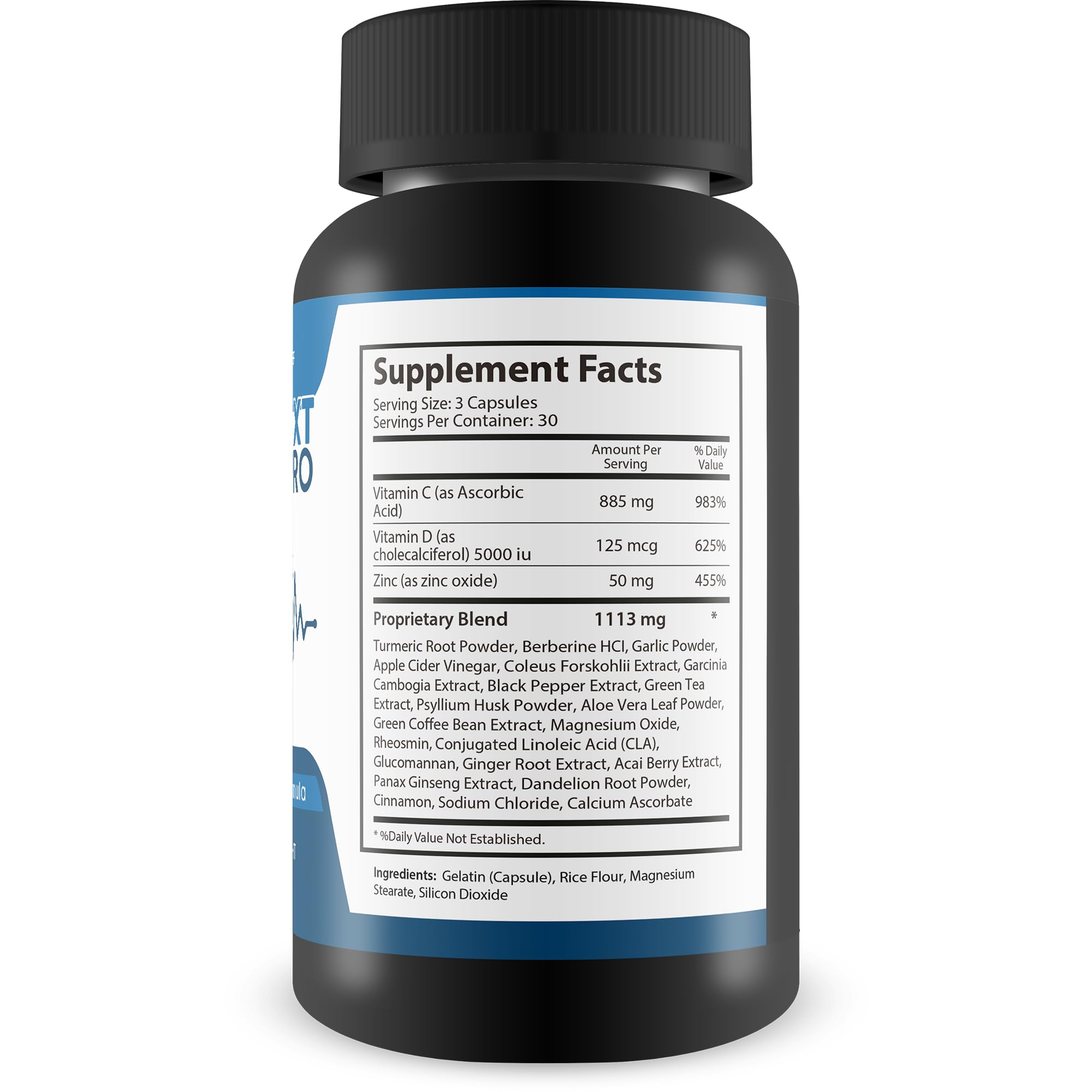 Synapse XT Pro bottle back highlights supplement ingredients and usage directions for responsible use.