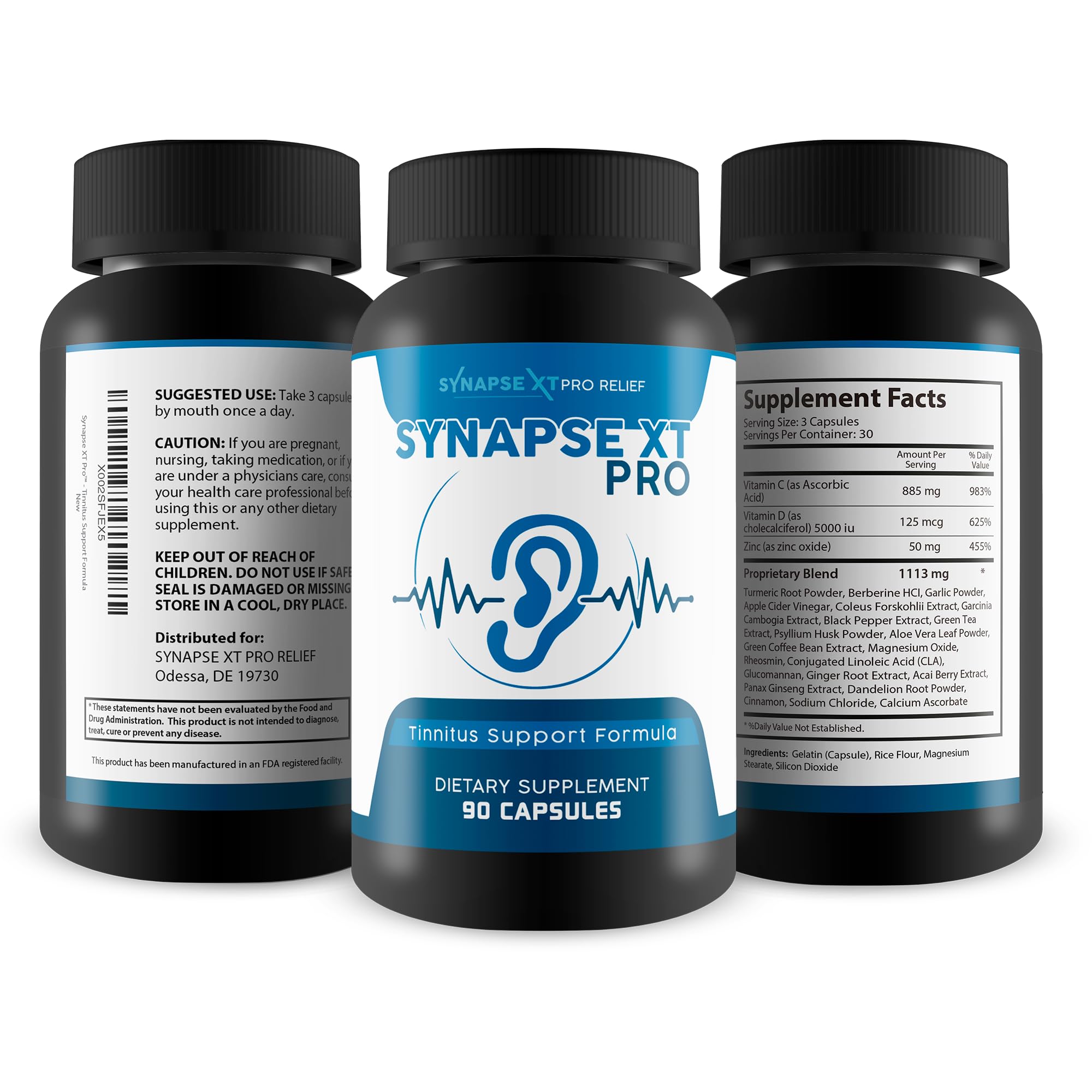 Synapse XT Pro herbs blend image highlights ginseng and turmeric as key ingredients.