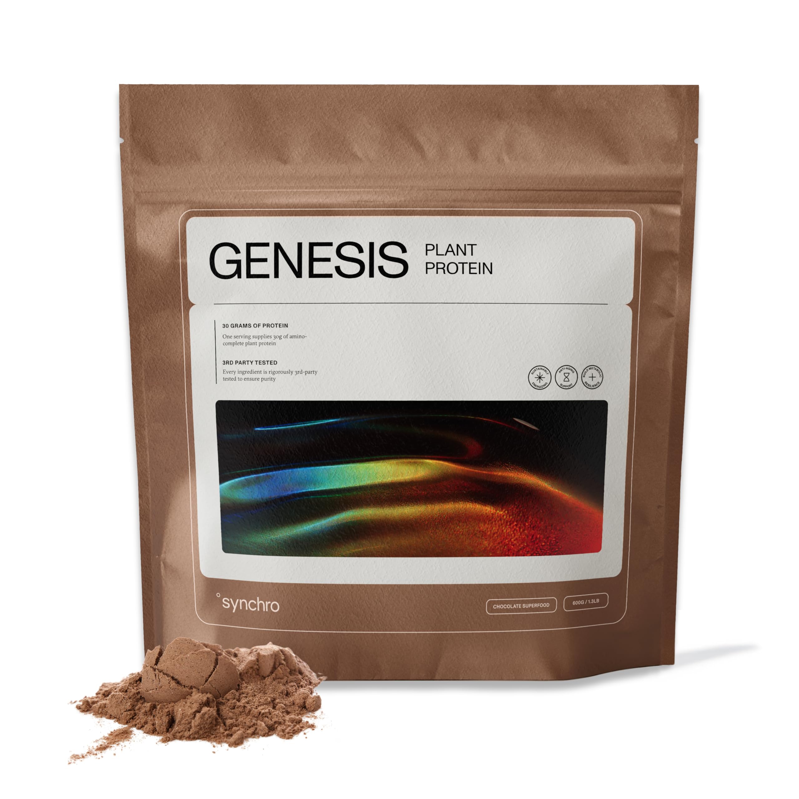 Genesis chocolate protein bottle shows clean ingredients for a convenient daily protein boost.