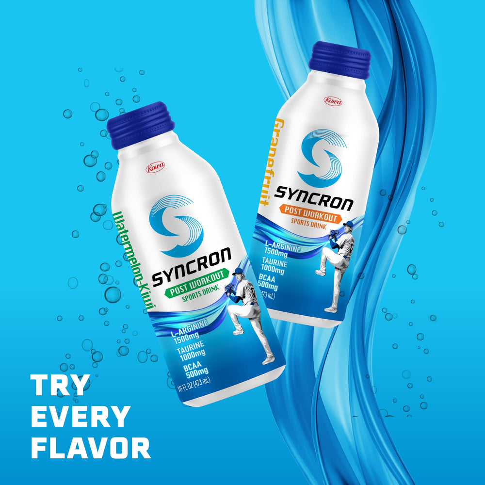 Syncron athlete in a workout scene enjoying a refreshing post exercise sip