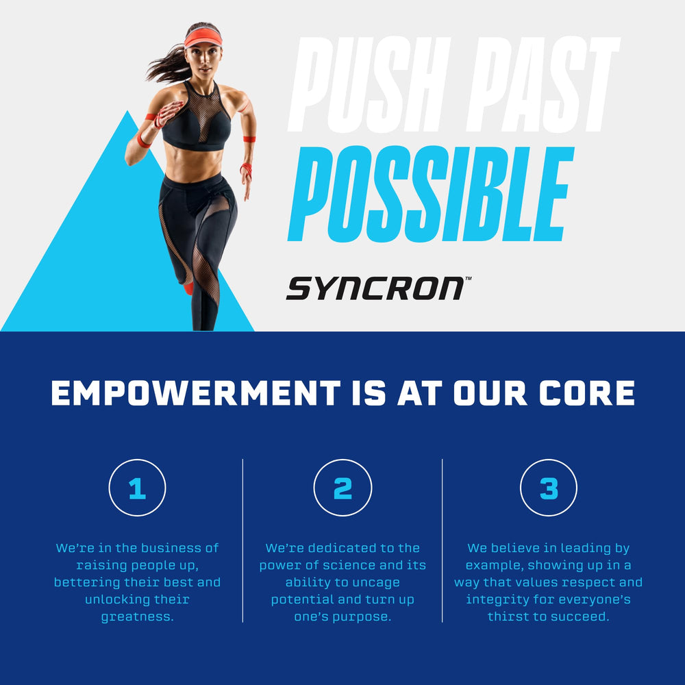 Syncron blend of L-Arginine, L-Citrulline and BCAAs supports endurance during sessions.