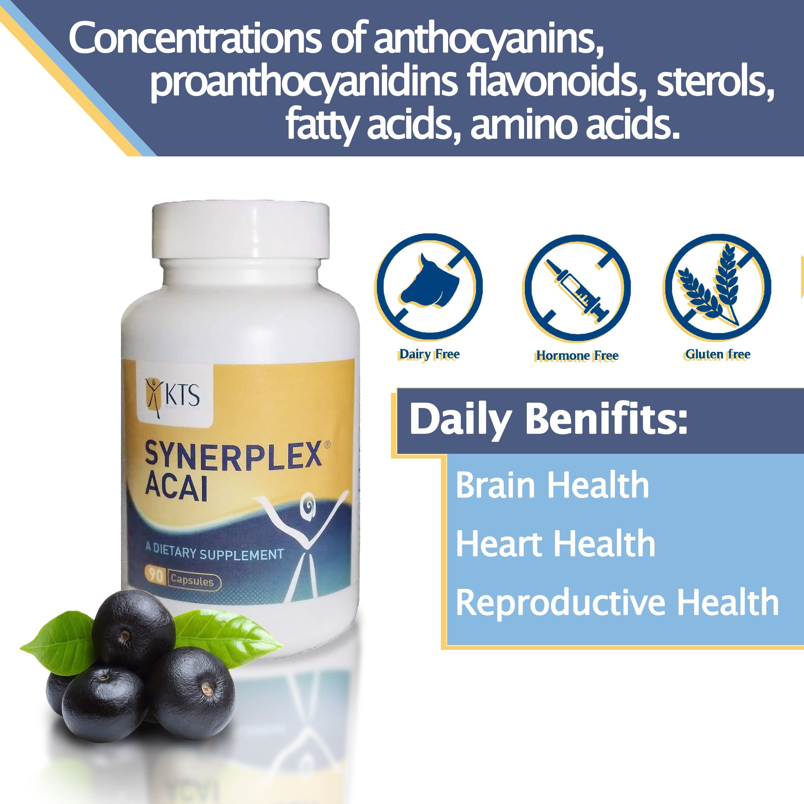 Synerplex Acai Capsules label close-up showing ingredients and usage.