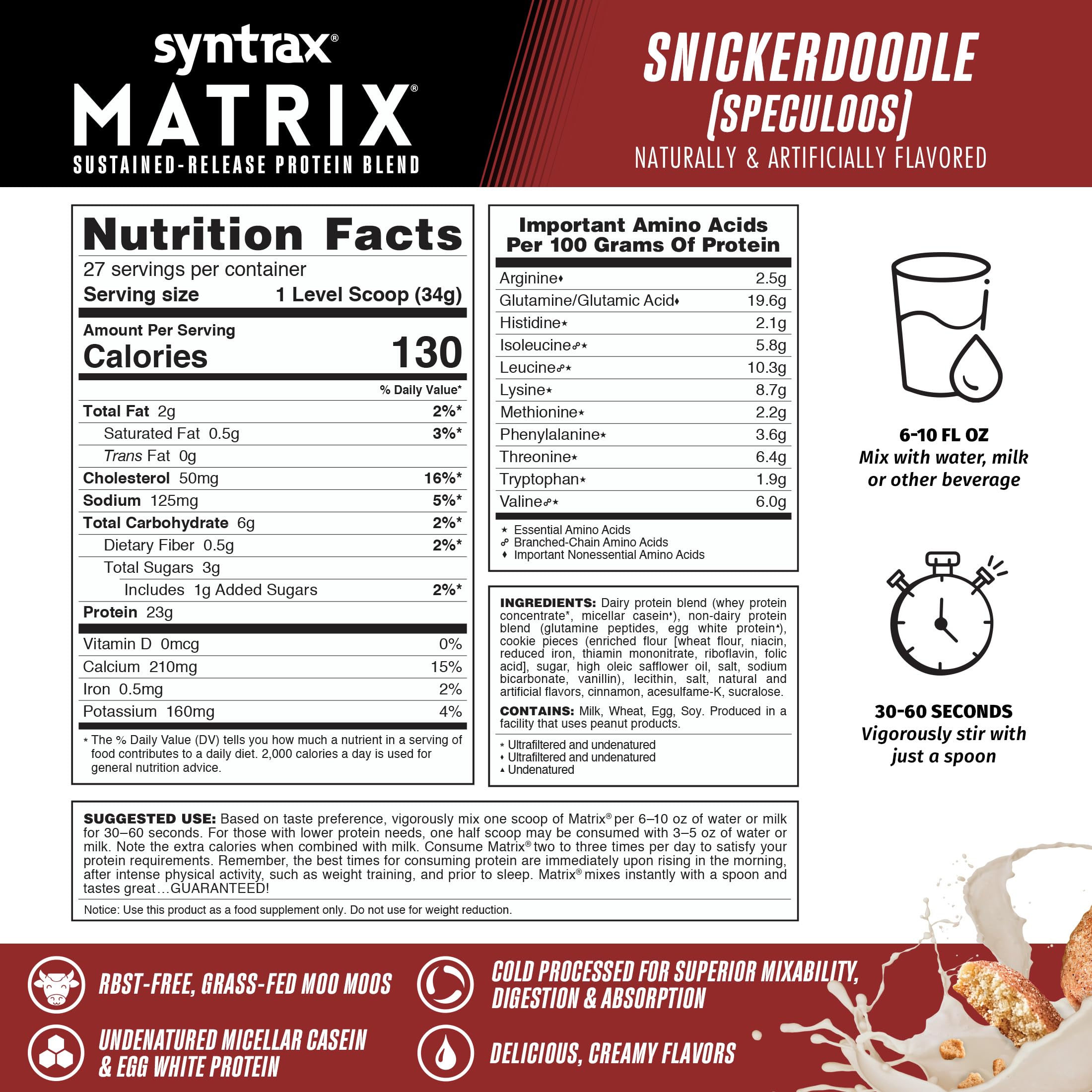 Visual of micellar casein and egg white proteins in Syntrax Matrix blend.