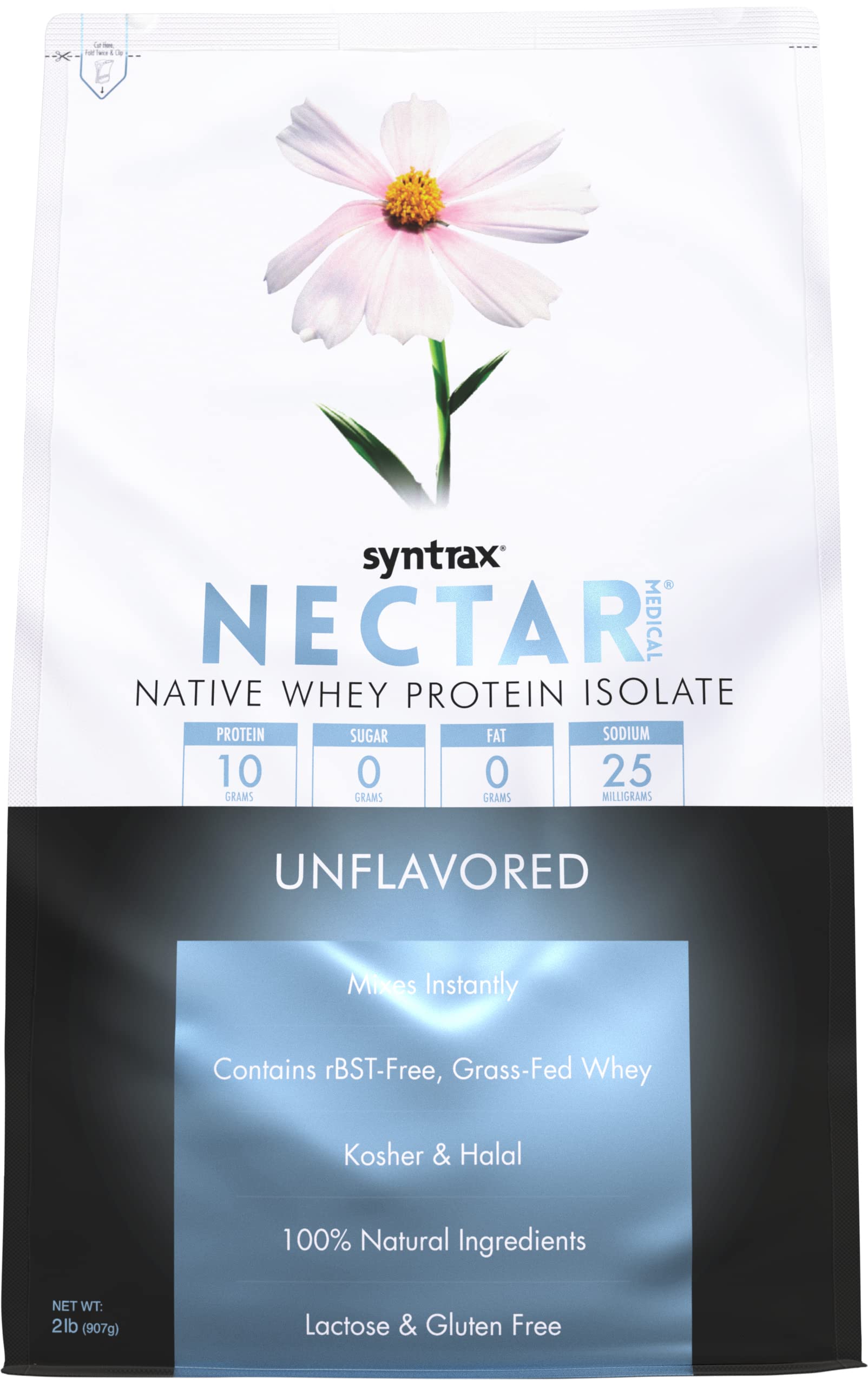 Syntrax Nectar Medical native whey protein isolate powder blends smoothly into drinks