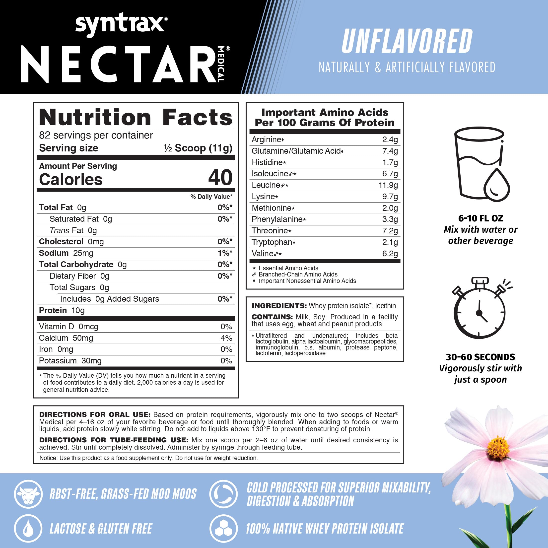 Nectar Medical virtually tasteless mix for meals and beverages