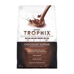 Syntrax Trophix bottle pour in chocolate for post-workout recovery