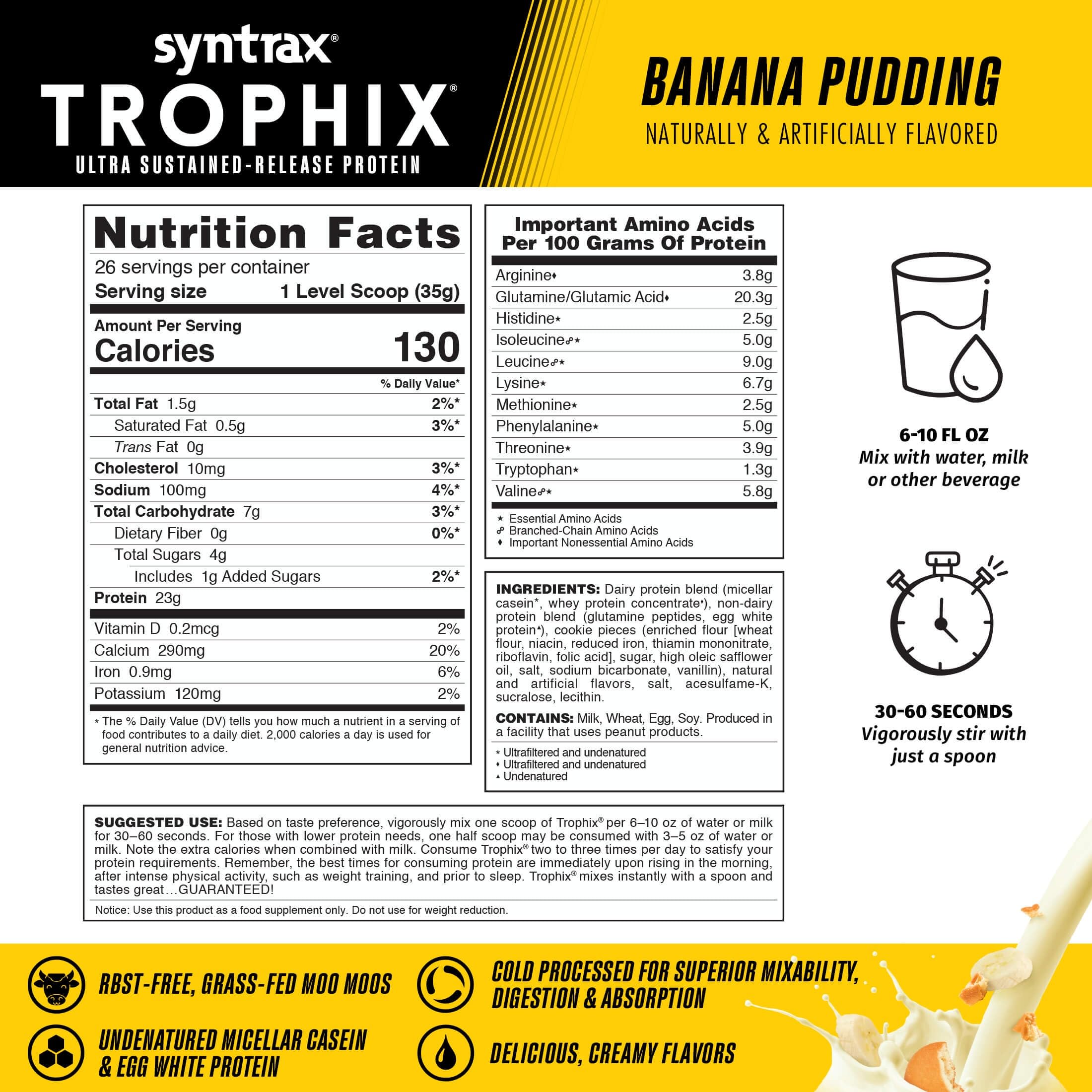 Syntrax Trophix shake in glass with smooth texture and creamy look.