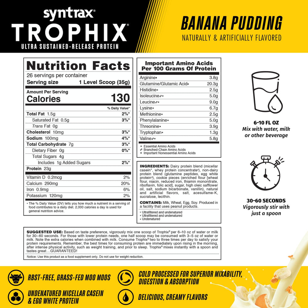 Syntrax Trophix shake in glass with smooth texture and creamy look.