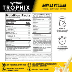 Syntrax Trophix shake in glass with smooth texture and creamy look.