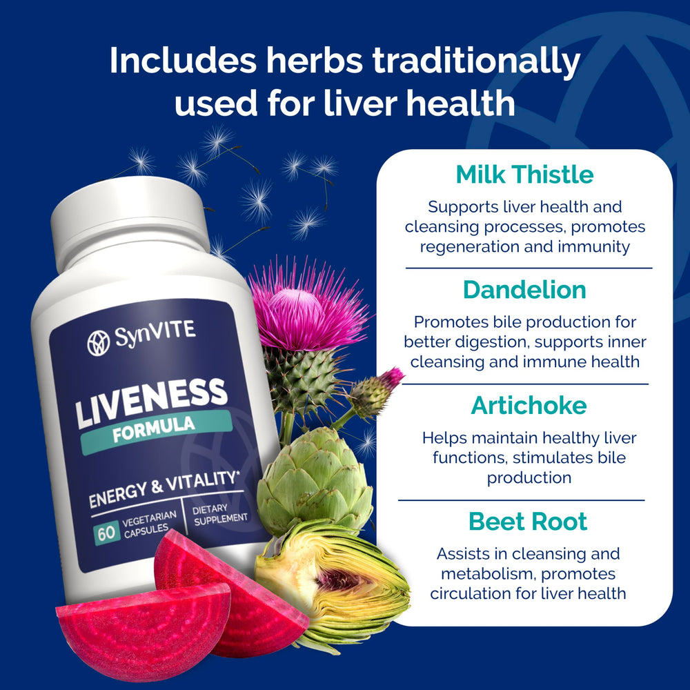 SYNVITE Liver Wellness capsules containing beet root for natural ingredients