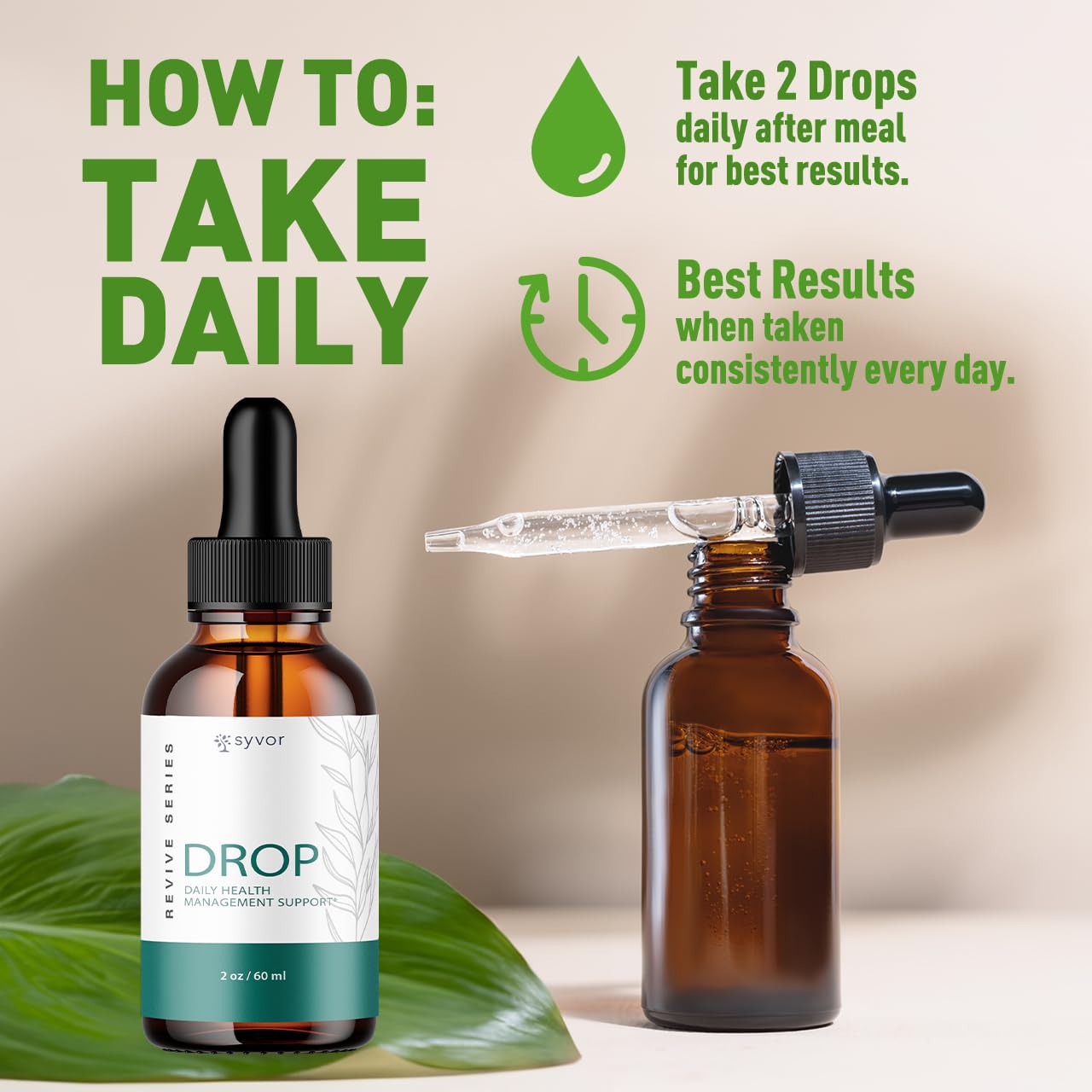 Syvor Drop The Pounds Drops ingredients label displaying natural formulas.