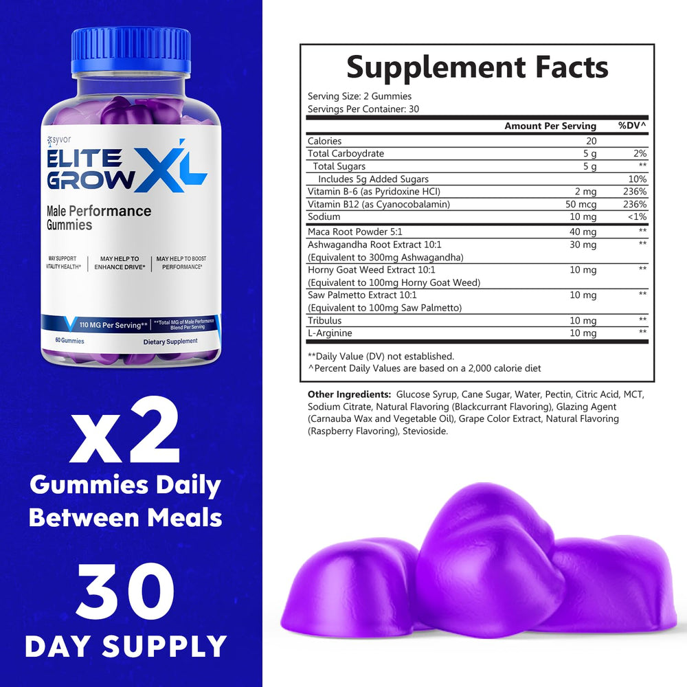 Syvor Elite Grow XL label detail emphasizing natural formula.