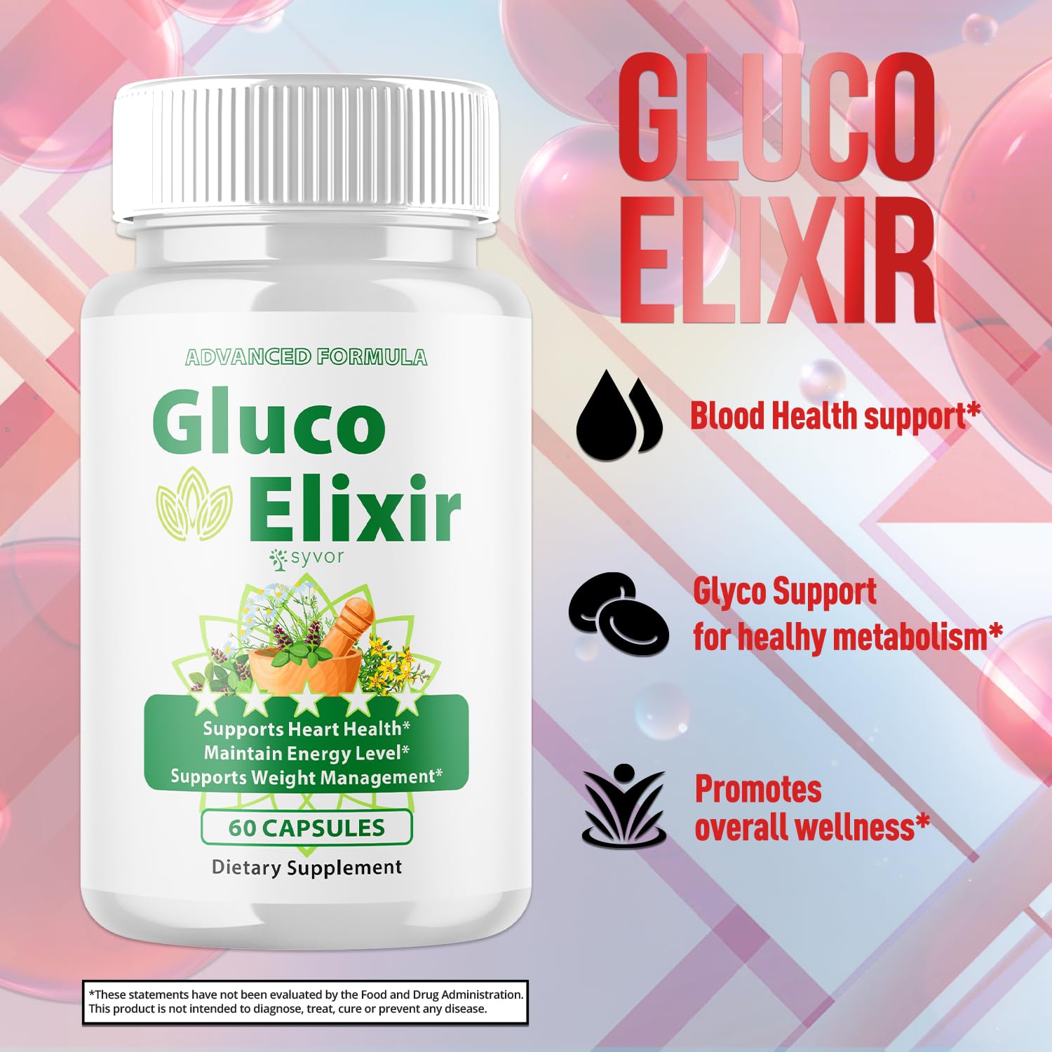 Syvor Gluco Elixir packaging box, premium quality packaging