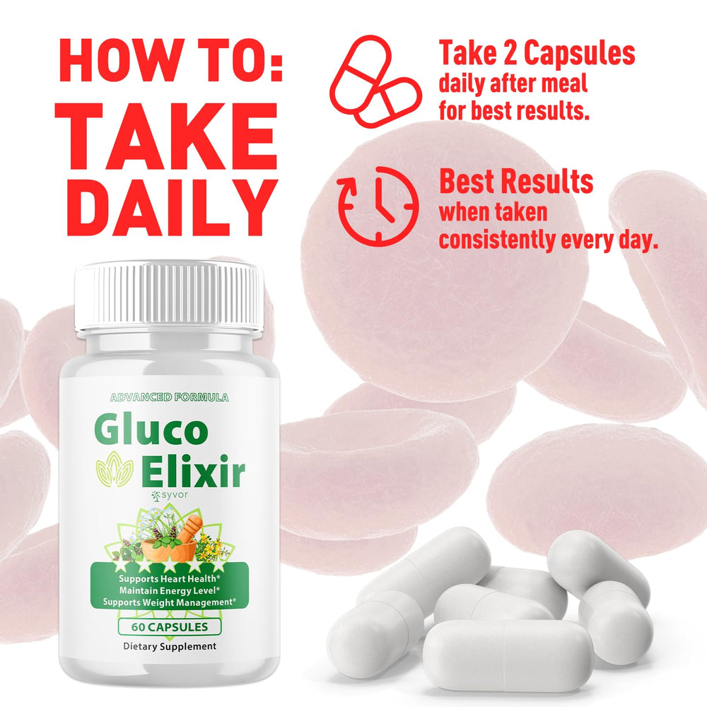 Syvor Gluco Elixir pour capsules, easy daily intake with water