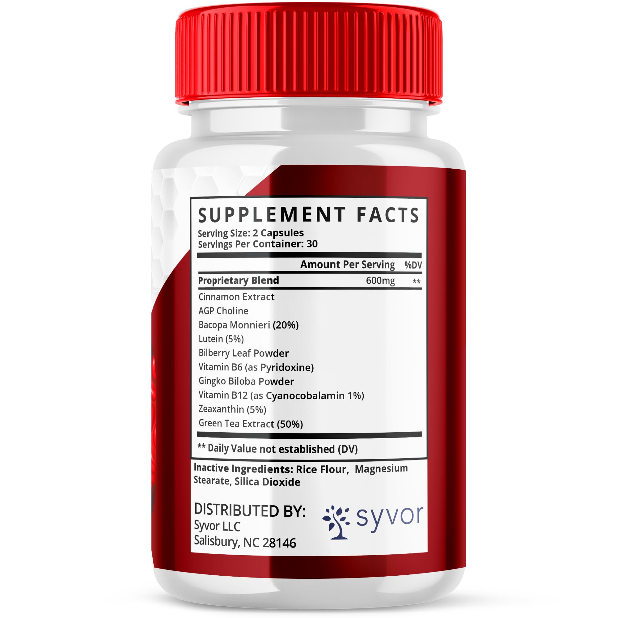 Syvor Glucocyn white bottle and label highlighting premium vitamins.