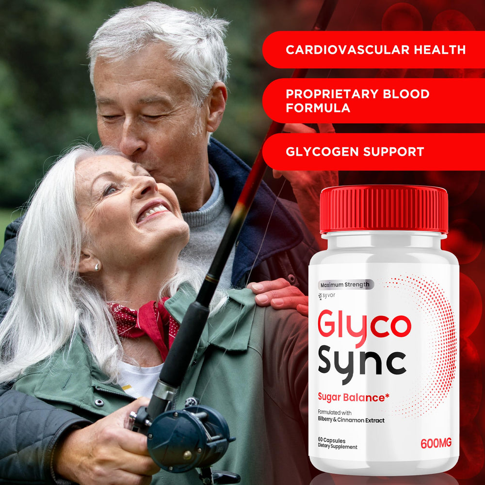Close-up of Glyco Sync capsules highlighting natural ingredients.
