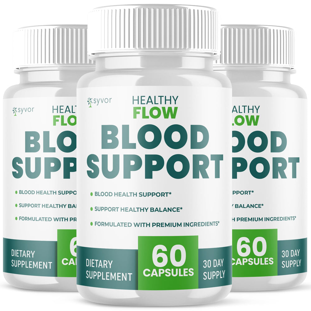 Syvor Healthy Flow bottle front shows the all-natural formula for daily wellness.