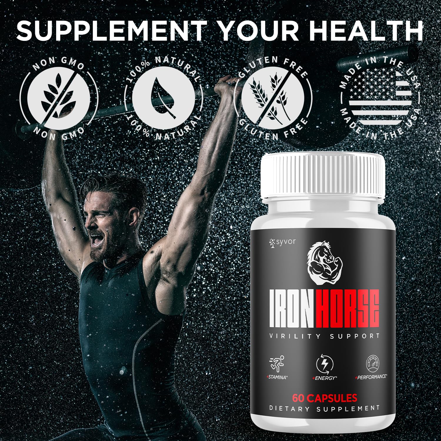 Syvor Iron Horse natural ingredients - premium vitamins and extracts in each capsule.