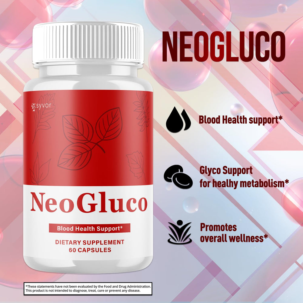Syvor NeoGluco bottle side view showing travel-friendly packaging.
