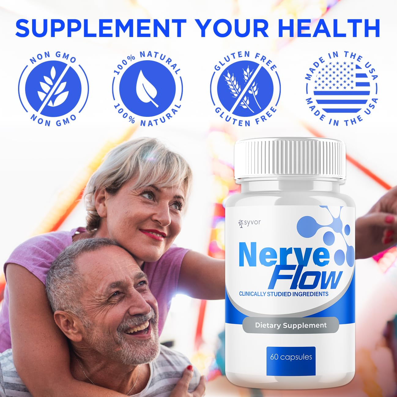 Syvor Nerve Flow 30 servings per bottle packaging shot.