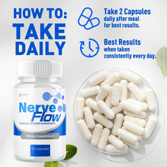 Syvor Nerve Flow advanced formula bottle label showcasing all-natural blend.