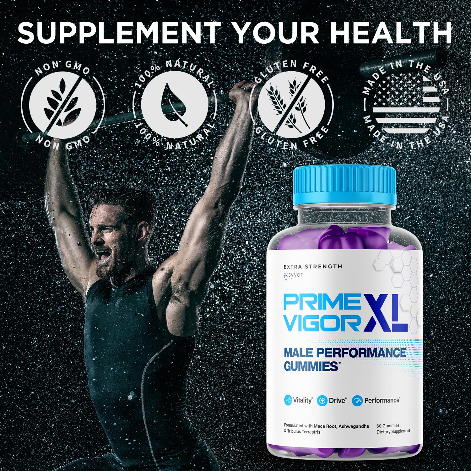 Syvor Prime Vigor XL gummies on desk for a discreet wellness bite