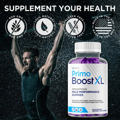 Syvor Primo Boost XL gummies open bottle with ready-to-enjoy gummies.