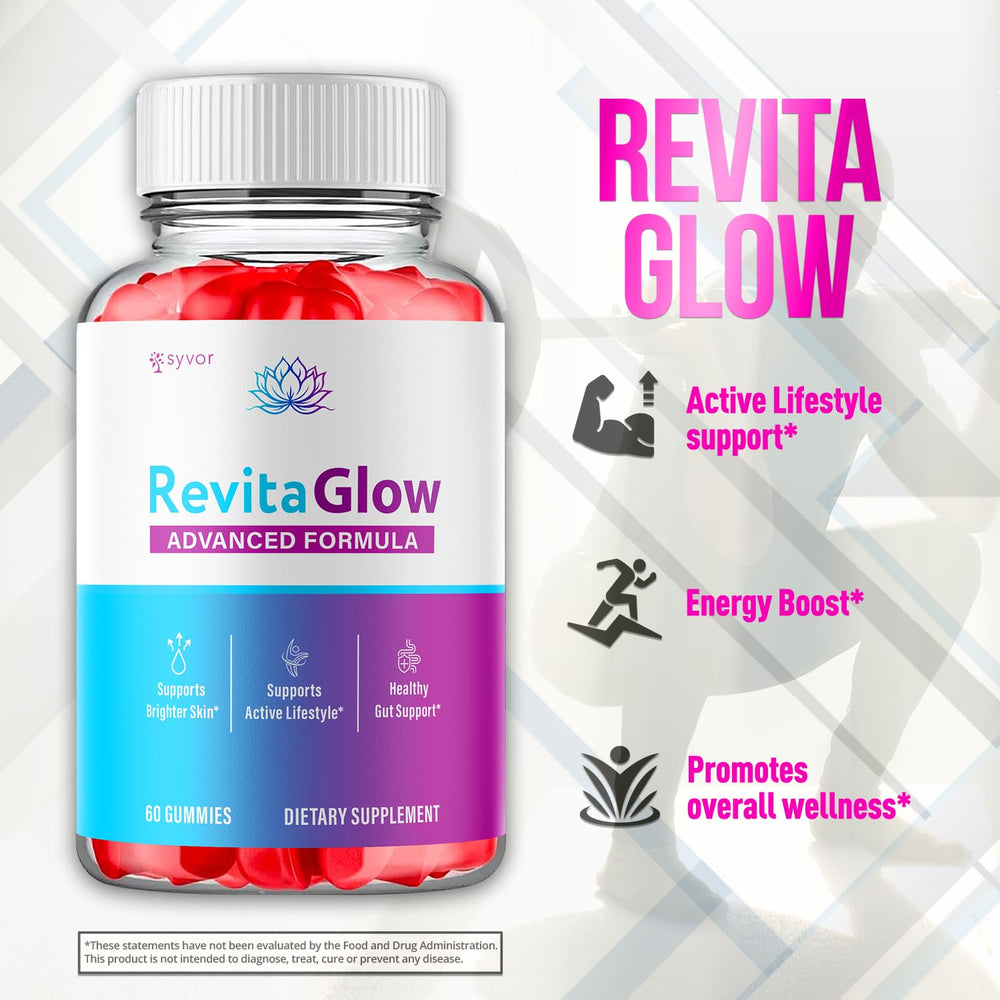 Syvor RevitaGlow packaging box showing premium beauty vitamins for daily beauty routines.