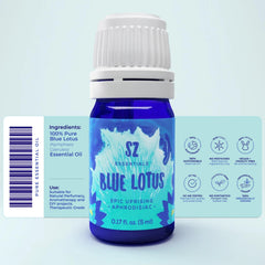 Sz Essentials Blue Lotus oil being poured for DIY scent creation.
