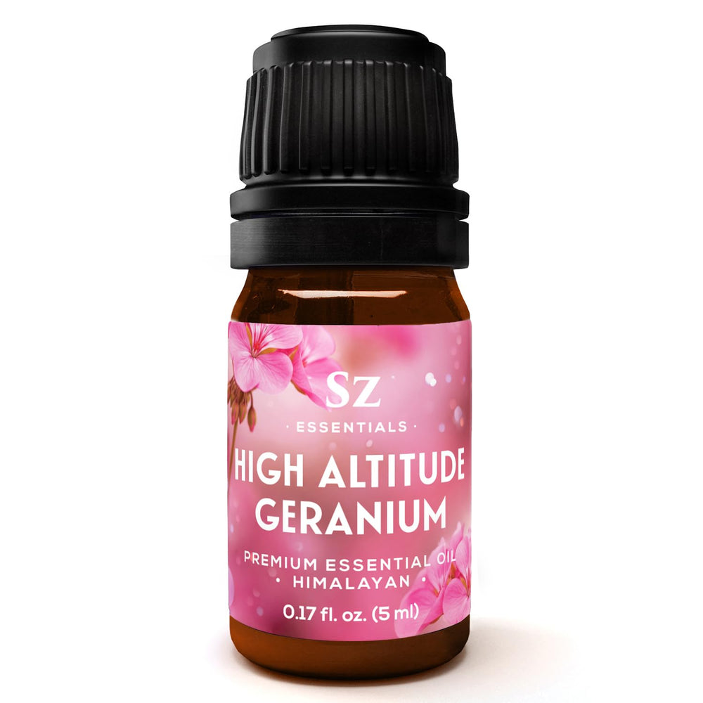 Sz Essentials High Altitude Geranium Oil bottle ready for diffusers and blends.