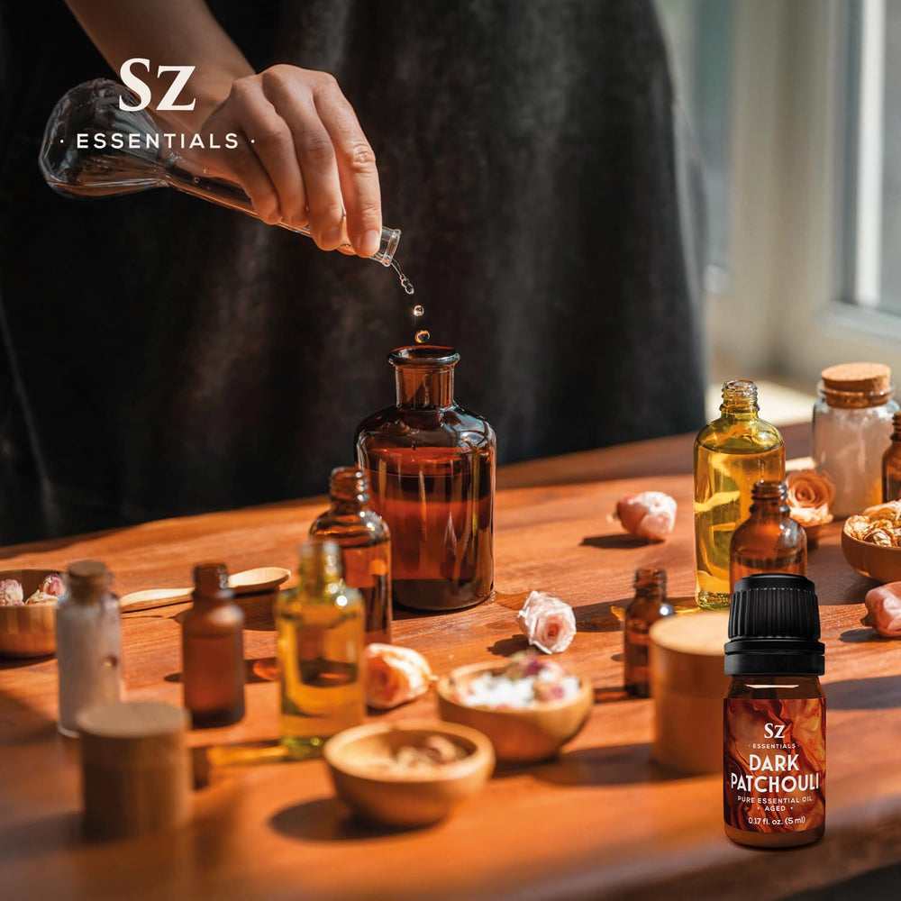 Sz Essentials handmade soap infused with patchouli oil for spa-like care.