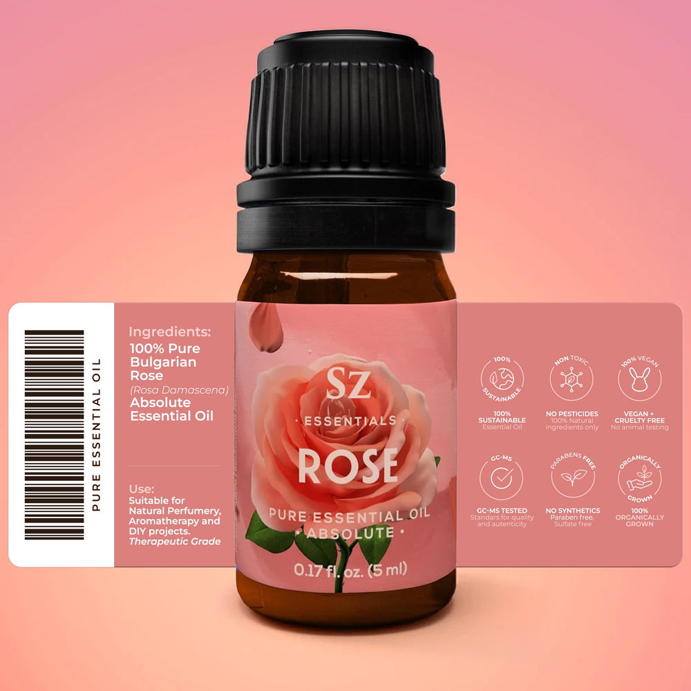 Sz Essentials Rose Absolute rose petals close-up highlighting a luxurious floral aroma.
