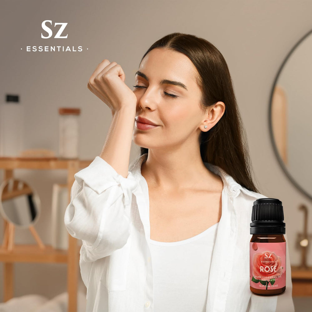 Sz Essentials Rose Absolute spa setting emphasizing relaxation and mood uplift.