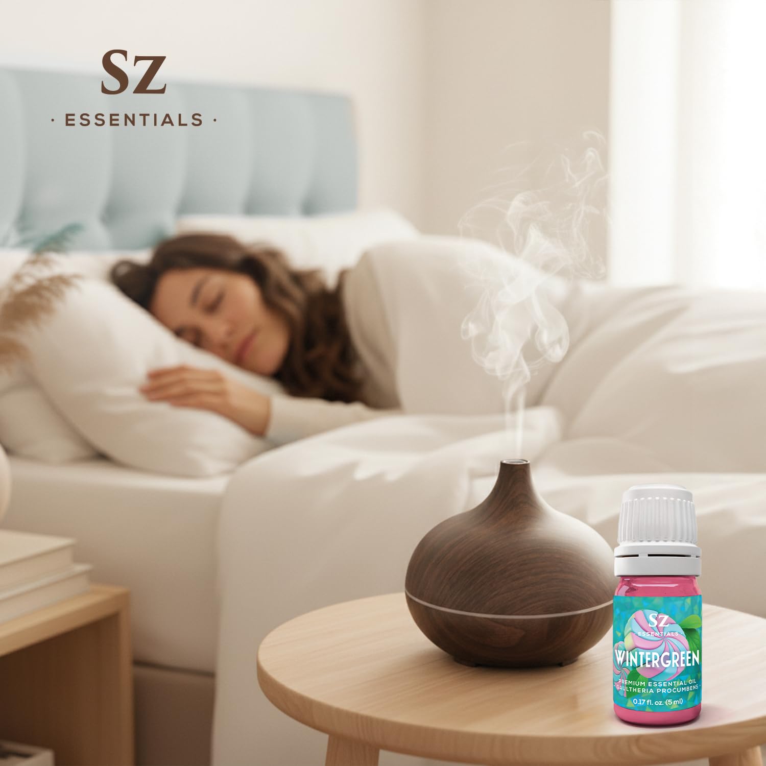 Sz Essentials Wintergreen oil drop demonstrates precise dosing for safe blending.